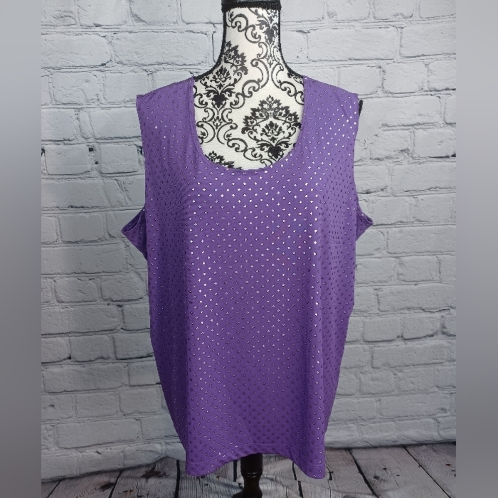 C&C studio women's stretch knit silver dot print popover top size size 2x llbb